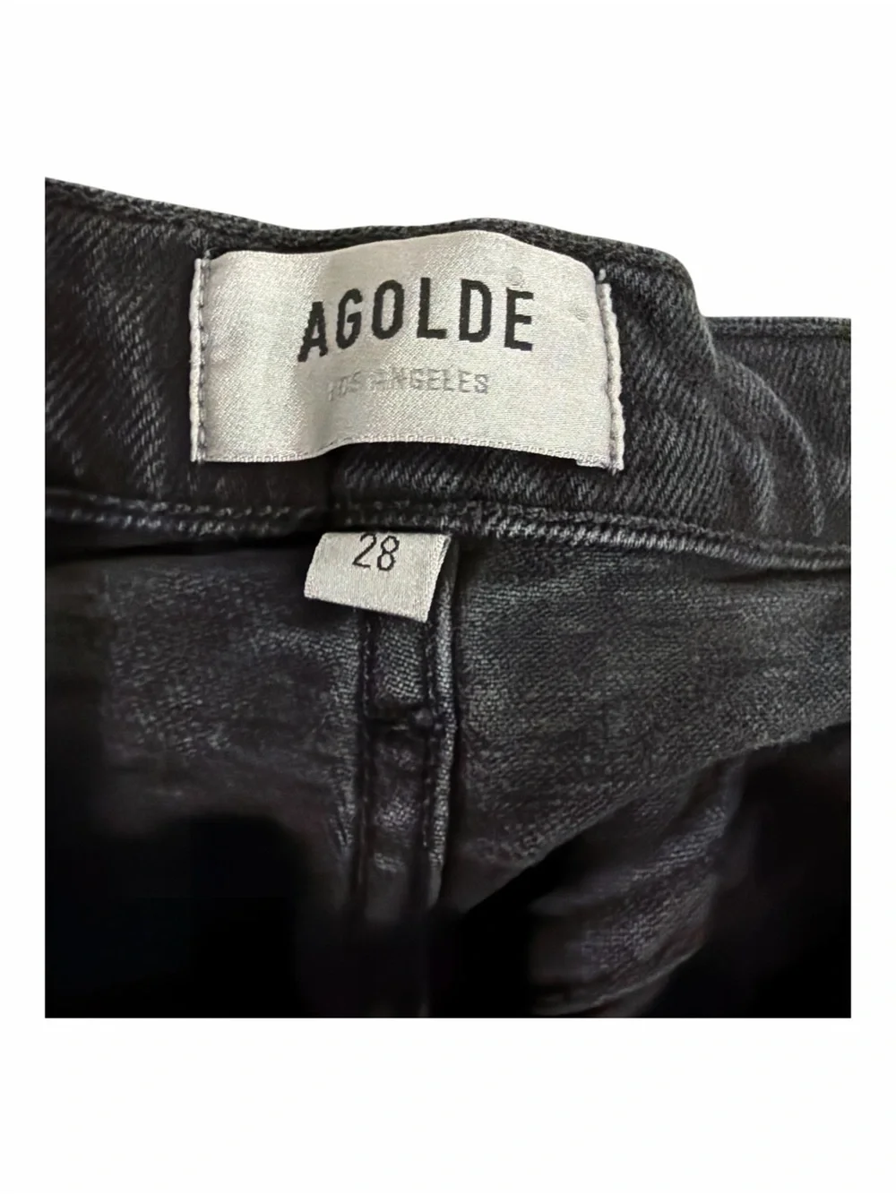 AGOLDE Carrie Black Denim Shorts Size 28 High Rise Raw Hem Button Fly Designer